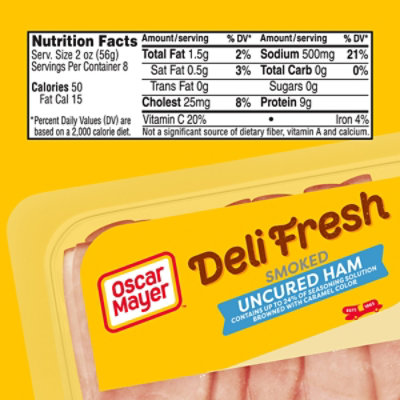 Oscar Mayer Deli Fresh Smoked Uncured Ham Sliced Lunch Meat Family Size Tray - 16 Oz - Image 6