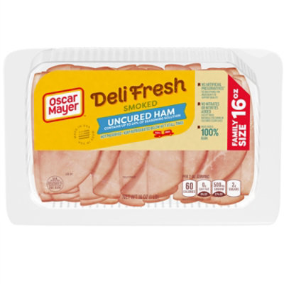 Oscar Mayer Deli Fresh Smoked Uncured Ham Sliced Lunch Meat Family Size Tray - 16 Oz