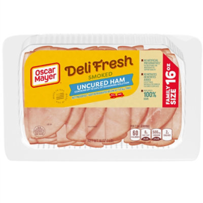 Oscar Mayer Deli Fresh Smoked Uncured Ham Sliced Lunch Meat Family Size Tray - 16 Oz - Image 1