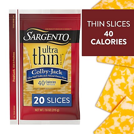 Sargento Cheese Slices Ultra Thin Colby Jack 20 Count - 7.60 Oz