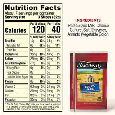 Sargento Colby-Jack Natural Cheese Ultra Thin Slices 20 Count - 7.60 Oz - Image 5