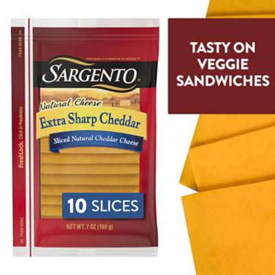 Sargento Cheese Slices Deli Style Extra Sharp Cheddar 10 Count - 7 Oz