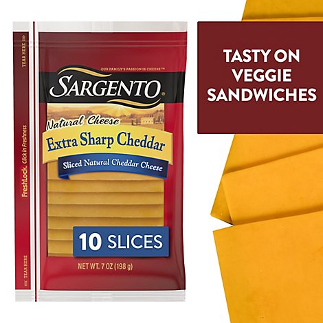 Sargento Cheese Slices Deli Style Extra Sharp Cheddar 10 Count - 7 Oz