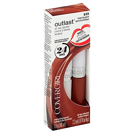 COVERGIRL Outlast Lipcolor All-Day Lingering Spice 619 2 Count - 0.13 Oz - Image 1