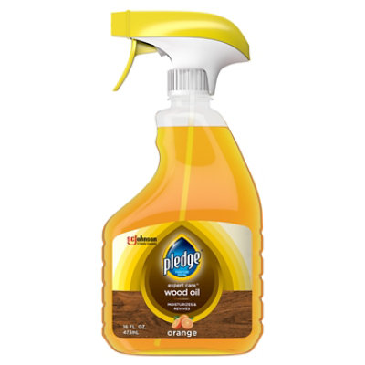 Pledge Restoring Oil Spray Orange - For Sealed & Unsealed Wood Surfaces (1 Trigger Spray) 16 oz