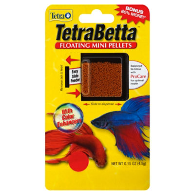 Tetra Fish Food TetraBetta Floating Mini Pellets With Color Enhancers Blister Pack - 0.15 Oz