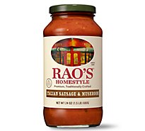 Raos Homemade Sauce Italian Sausage & Mushroom Jar - 24 Oz