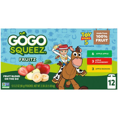 GoGo squeeZ Applesauce Variety Pack Apple Banana Strawberry - 12-3.2 Oz