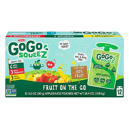 GoGo squeeZ Applesauce Variety Pack Apple Banana Strawberry - 12-3.2 Oz - Image 3