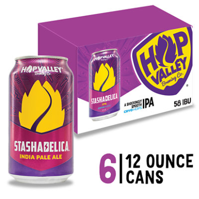 Hop Valley Stashadelica Ipa Craft Beer 7.2% ABV Cans - 6-12 Fl. Oz.