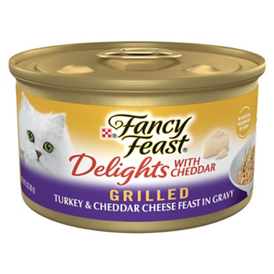 Fancy Feast Cat Food Wet Delights With Cheddar Grilled Turkey Cheddar Cheese 3 Oz jewelosco