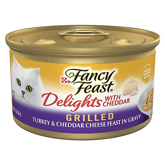 Fancy Feast Cat Food Wet Delights With Cheddar Grilled Turkey & Cheddar Cheese - 3 Oz