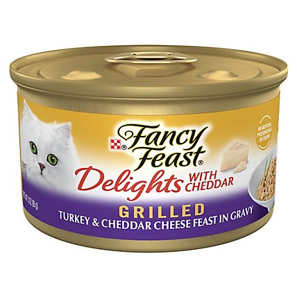 Fancy Feast Cat Food Wet Delights With Cheddar Grilled Turkey & Cheddar Cheese - 3 Oz - Image 1