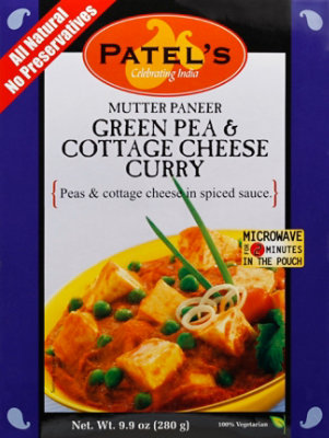 Patels Indian Cuisine Ready-To-Eat Green & Cottage Cheese Curry Mutter Paner - 9.9 Oz - Image 2