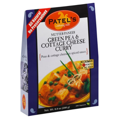 Patels Indian Cuisine Ready-To-Eat Green & Cottage Cheese Curry Mutter Paner - 9.9 Oz - Image 1