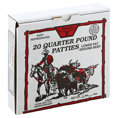 Stones Beef Ground Beef Patties 80% Lean 20% Fat - 5 Lb