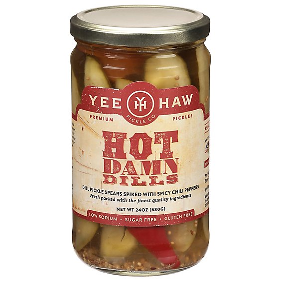 Yee-Haw Pickle Co. Pickles Dills Hot Damn - 24 Oz