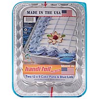 Handi-foil Cake Pans & Red Lids 13 x 9 Inch - 2 Count - Image 1