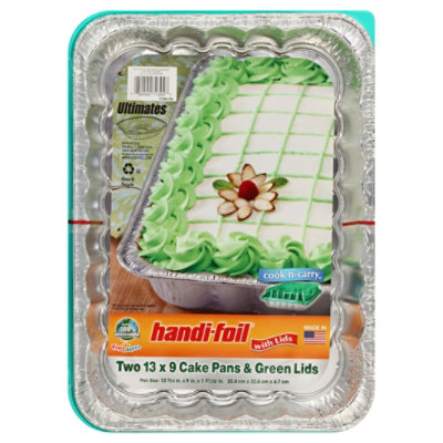 Handi-foil Cake Pans Green Lids 13 x Inch Count safeway