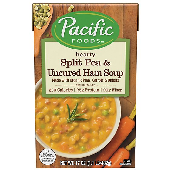 Pacific Soup Hearty Split Pea & Uncured Ham - 17 Oz