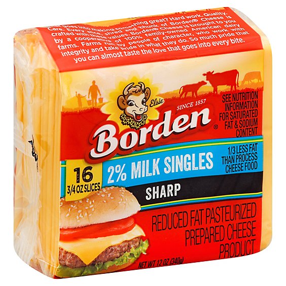 Borden 2% Sharp Cheddar Cheese Singles - 12 Oz