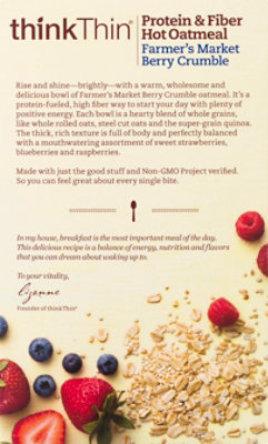 thinkTHIN Oatmeal Hot Protein & Fiber Farmers Market Berry Crumble - 6-1.76 Oz - Image 6
