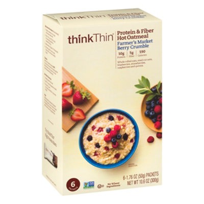 thinkTHIN Oatmeal Hot Protein & Fiber Farmers Market Berry Crumble - 6-1.76 Oz