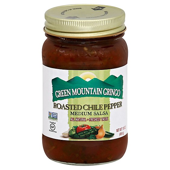 Green Mountain Gringo Salsa Roasted Chile Pepper Medium Jar - 16 Oz