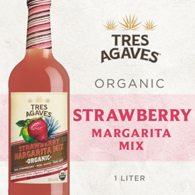 Tres Agaves Organic Strawberry Daiquiri and Margarita Mix Bottle - 1 Liter - Image 1