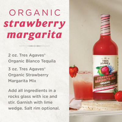 Tres Agaves Organic Strawberry Daiquiri and Margarita Mix Bottle - 1 Liter - Image 5