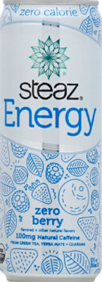 steaz Energy Green Tea Organic Berry Zero Calorie - 12 Fl. Oz. - Image 2