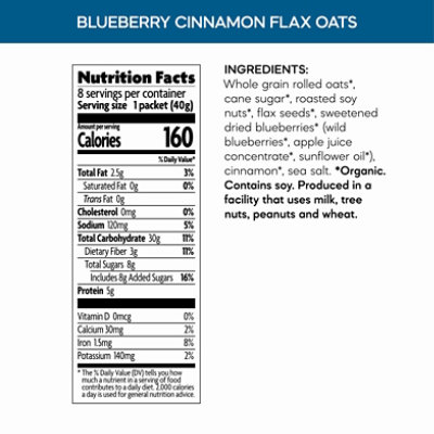 Nature's Path Organic Blueberry Cinnamon Flax Instant Oatmeal - 11.3 Oz - Image 3