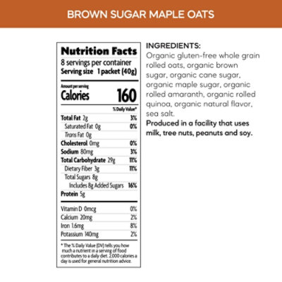 Nature's Path Organic Brown Sugar Maple Gluten Free Instant Oatmeal - 11.3 Oz - Image 4