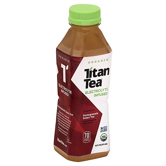 Titan Tea Electrolyte Cold Brewed Green Tea Pomegranate Organic Lightly Sweetened - 16 Fl. Oz.