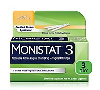 Monistat Vaginal Antifungal 3-Day Treatment Cream Simple Cure 3 Count - 0.18 Oz