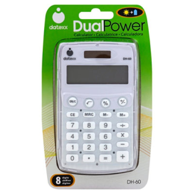 Datexx Calculator Dual-Power 8 Digits DH-60 - Each
