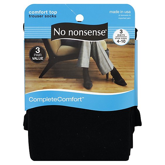 No nonsense Complete Comfort Socks Trouser Black Size 4-10 - 3 Count