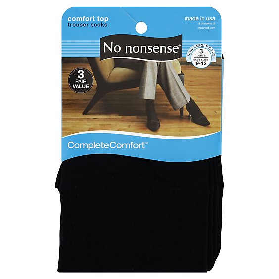 No nonsense Complete Comfort Socks Trouser Black Size 9-12 - 3 Count