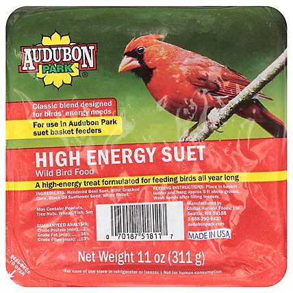 Audubon Park Wild Bird Food High Energy Suet - 11.75 Oz - Image 1