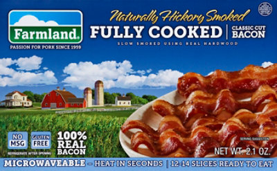 Farmland Bacon Naturally Hickory Smoked Classic Cut Fully Cooked - 2.1 Oz - Image 2