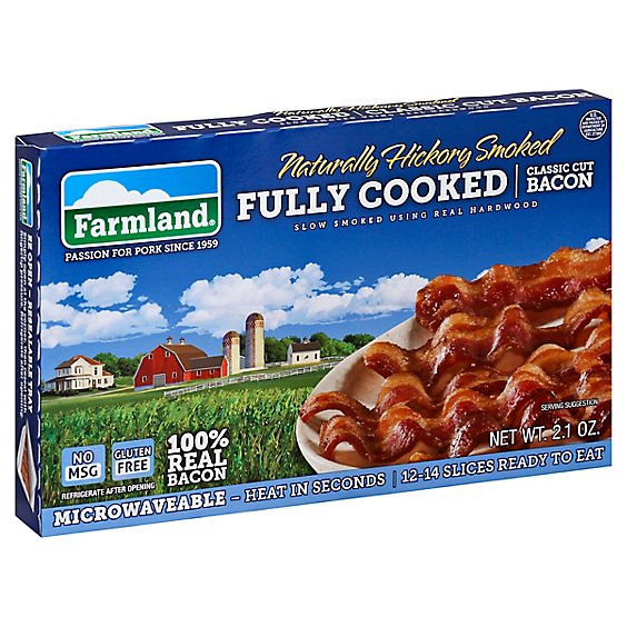 Farmland Bacon Naturally Hickory Smoked Classic Cut Fully Cooked - 2.1 Oz