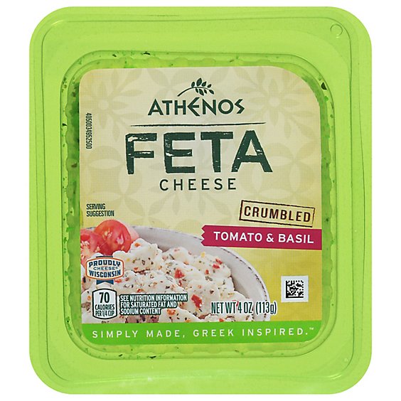 Athenos Cheese Feta Crumbled Basil Tomato - 4 Oz