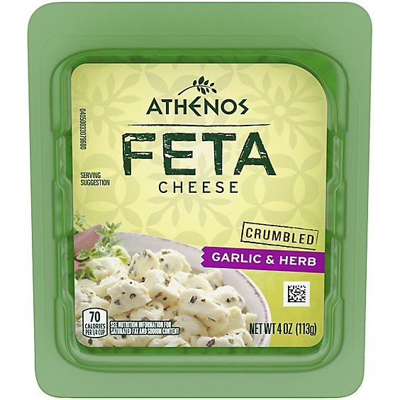 Athenos Cheese Feta Crumbled Garlic & Herb - 4 Oz