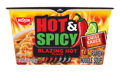 Nissin Bowl Noodles Ramen Noodle Soup Hot & Spicy Super Picante Flavor - 3.26 Oz - Image 1