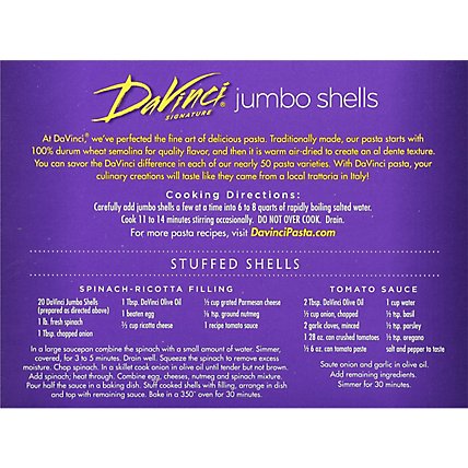 Da Vinci Pasta Jumbo Shells Box - 12 Oz - Image 6