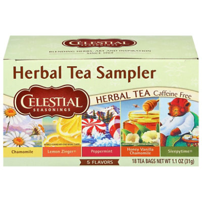 By The Cup Stash Herbal & Decaf Tea Sampler with By The Cup Honey Sticks,  20 Flavor Assortment, 40 Tea Bag