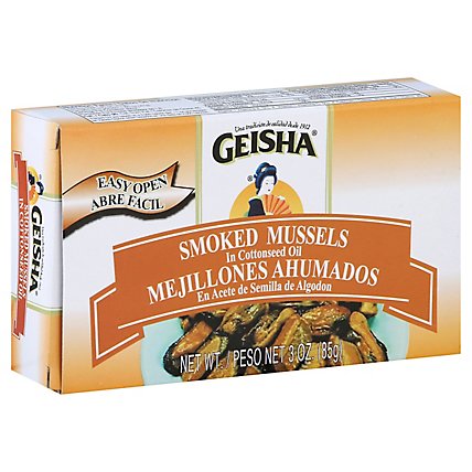 Geisha Mussels Smoked in Cottonseed Oil - 3 Oz - Image 1