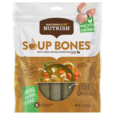 Rachael Ray Nutrish Soup Bones Dog Chews Chicken & Beggies Pouch 6 Count - 12.6 Oz