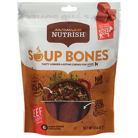 Rachael Ray Nutrish Soup Bones Dog Chews Beef & Barley Pouch 6 Count - 12.6 Oz