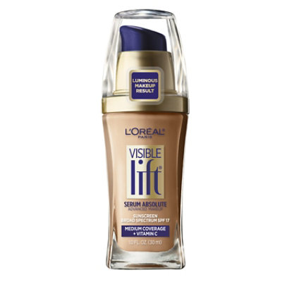 L'Oreal Paris Visible Lift Serum Absolute Lightweight Foundation SPF 17 Sun Beige - 1 Fl. Oz. - Image 1